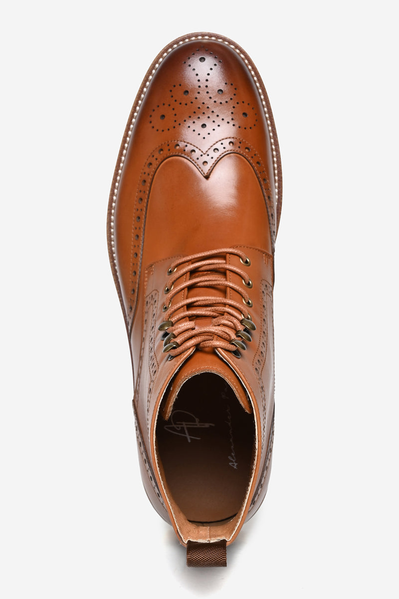 Haggerston Premium Leather Brogue Boots